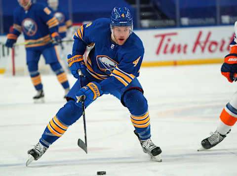 Taylor Hall #4 of the Buffalo Sabres. (Photo by Kevin Hoffman/Getty Images)