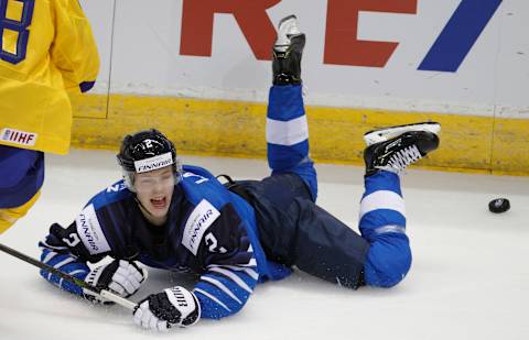 VICTORIA , BC – DECEMBER 26: Oskari Laaksonen #2 of Finland versus Sweden at the IIHF World Junior Championships at the Save-on-Foods Memorial Centre on December 26, 2018 in Victoria, British Columbia, Canada. (Photo by Kevin Light/Getty Images)