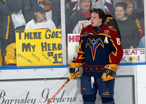 Dany Heatley #15, Atlanta Thrashers. (Photo by Jamie Squire/Getty Images)