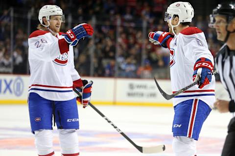 Oct 26, 2016; Brooklyn, NY, USA; Montreal Canadiens defenseman Shea Weber with Montreal Canadiens defenseman Jeff Petry. Mandatory Credit: Brad Penner-USA TODAY Sports