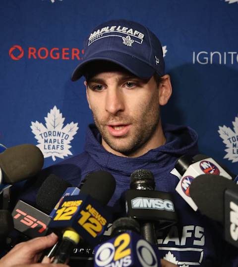 UNIONDALE, NEW YORK – FEBRUARY 28: John Tavares #91 of the Toronto Maple Leafs (Photo by Bruce Bennett/Getty Images)