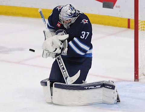 Winnipeg Jets, Connor Hellebuyck #37. (Photo by Jason Halstead/Getty Images)