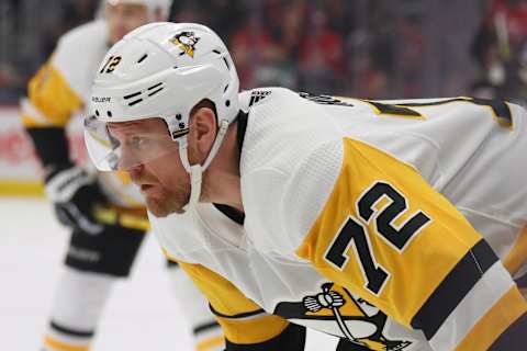 DETROIT, MICHIGAN – JANUARY 17: Patric Hornqvist #72 of the Pittsburgh Penguins skates against the Detroit Red Wings at Little Caesars Arena on January 17, 2020 in Detroit, Michigan. (Photo by Gregory Shamus/Getty Images)