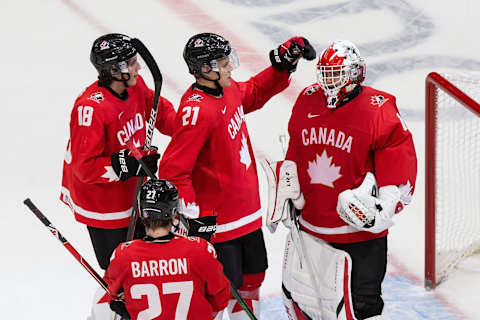 EDMONTON, AB – JANUARY 02: Kaiden Guhle of Canada (Photo by Codie McLachlan/Getty Images)