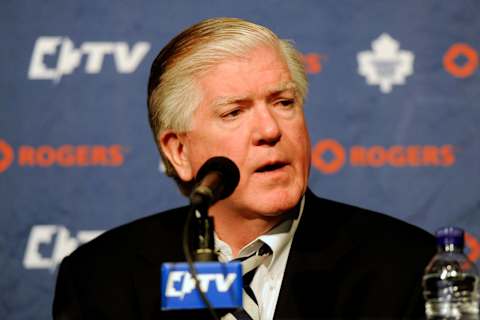 MONTREAL, CANADA – MARCH 3: Toronto Maple Leafs General Manager Brian Burke . (Photo by Richard Wolowicz/Getty Images)