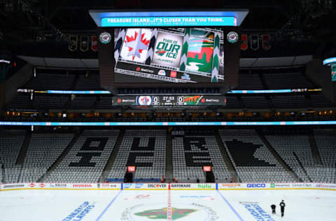 ST. PAUL, MN – APRIL 15: A general view of Xcel Energy Center before game 3 of a round one Stanley Cup Playoff matchup between the Minnesota Wild and Winnipeg Jets on April 15, 2018 at Xcel Energy Center in St. Paul, MN. The Wild defeated the Jets 6-2. (Photo by Nick Wosika/Icon Sportswire via Getty Images)