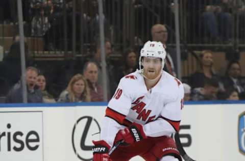 Dougie Hamilton #19 of the Carolina Hurricanes. (Photo by Bruce Bennett/Getty Images)