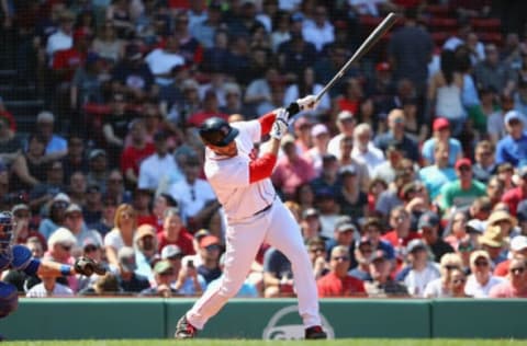 BOSTON, MA – MAY 02: J.D.Martinez #28 of the Boston Red Sox hits a two-run home run during the fourth inning against the Kansas City Royals at Fenway Park on May 2, 2018 in Boston, Massachusetts. (Photo by Tim Bradbury/Getty Images)