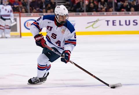 Jack Hughes #6 of the United States. (Photo by Rich Lam/Getty Images)