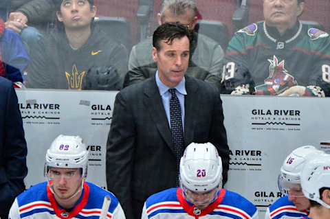 New York Rangers head coach David Quinn  Mandatory Credit: Matt Kartozian-USA TODAY Sports