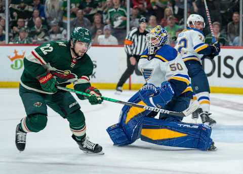 Kevin Fiala’s offensive production disappeared in the first-round series against the St. Louis Blues after he totaled 85 points during the regular season. (Matt Blewett-USA TODAY Sports