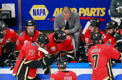 Head coach Geoff Ward of the Calgary Flames (Photo by Jeff Vinnick/Getty Images)