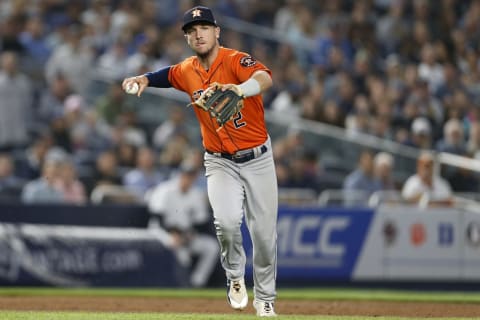 NEW YORK, NY – MAY 30: Alex Bregman #2 of the Houston Astros in action against the New York Yankees during the sixth inning at Yankee Stadium on May 30, 2018, in the Bronx borough of New York City. (Photo by Adam Hunger/Getty Images)