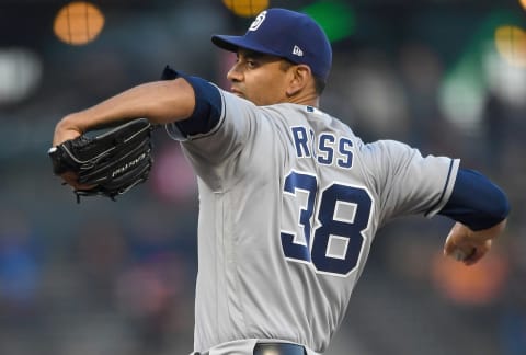 SAN FRANCISCO, CA – MAY 01: Tyson Ross #38 of the San Diego Padres pitches against the San Francisco Giants in the bottom of the first inning at AT&T Park on May 1, 2018, in San Francisco, California. (Photo by Thearon W. Henderson/Getty Images)