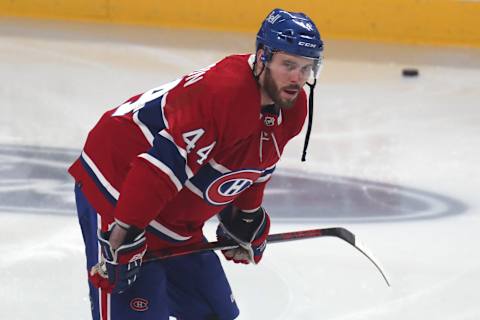 Apr 21, 2022; Montreal, Quebec, CAN; Montreal Canadiens defenseman Joel Edmundson (Mandatory Credit: Jean-Yves Ahern-USA TODAY Sports