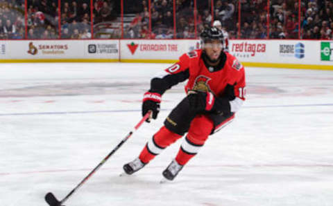 OTTAWA, ON – JANUARY 31: Anthony Duclair #10 of the Ottawa Senators skates with the puck against the Washington Capitals at Canadian Tire Centre on January 31, 2020 in Ottawa, Ontario, Canada. (Photo by Jana Chytilova/Freestyle Photography/Getty Images)