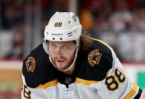 David Pastrnak #88 of the Boston Bruins. (Photo by Elsa/Getty Images)