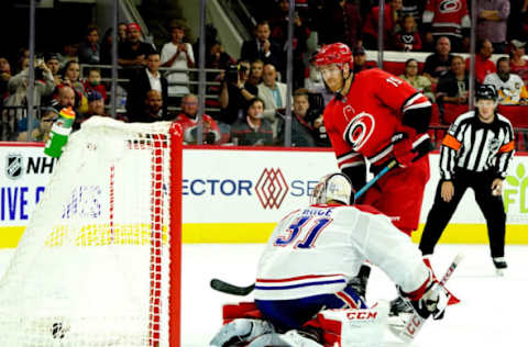 Dougie Hamilton, Carolina Hurricanes, Carey Price, Montreal Canadiens (Photo by Gregg Forwerck/NHLI via Getty Images)