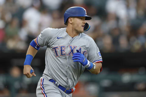 Jun 19, 2023; Chicago, Illinois, USA; Texas Rangers third baseman Josh Jung (6) rounds the bases after hitting a solo home run against the Chicago White Sox during the third inning at Guaranteed Rate Field. Mandatory Credit: Kamil Krzaczynski-USA TODAY Sports