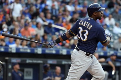 May 20, 2016; New York City, NY, USA; Milwaukee Brewers first baseman 