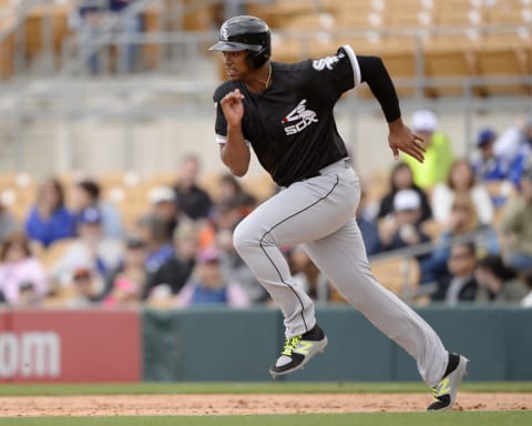 GLENDALE, ARIZONA – FEBRUARY 23: Eloy Jimenez #74 of the Chicago White Sox runs the bases during the game against the Los Angeles Dodgers on February 23, 2018 at Camelback Ranch in Glendale Arizona. (Photo by Ron Vesely/MLB Photos via Getty Images)