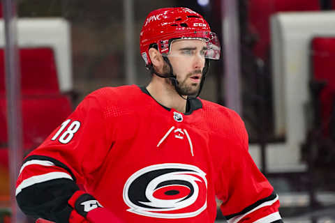 Carolina Hurricanes center Cedric Paquette (18). Mandatory Credit: James Guillory-USA TODAY Sports