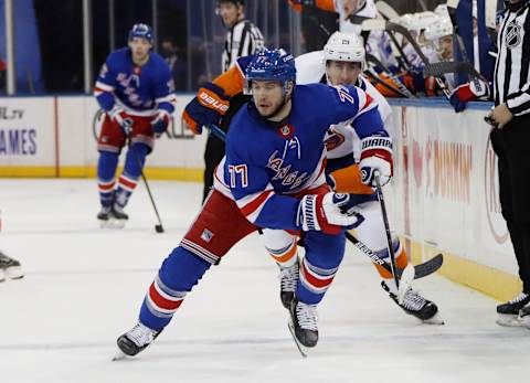 Tony DeAngelo #77 of the New York Rangers. (Photo by Bruce Bennett/Getty Images)