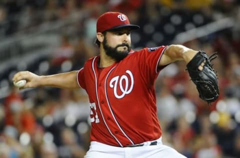 While Tanner Roark has been solid, he could return to the bullpen if the Nats make a move for a pitcher.  Mandatory Credit: Brad Mills-USA TODAY Sports