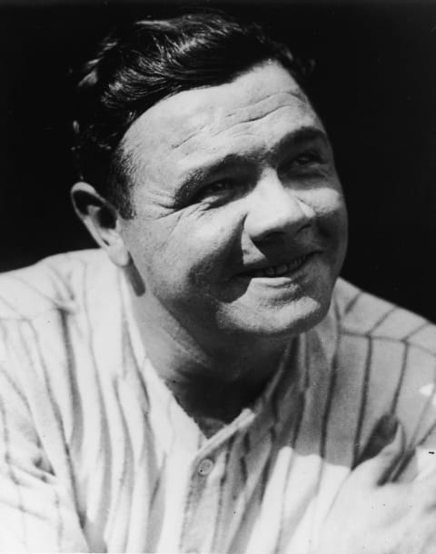 Portrait of American baseball player Babe Rutth (1895 – 1948) in the uniform of the New York Yankees, early 1930s. (Photo by B Bennett/Getty Images)