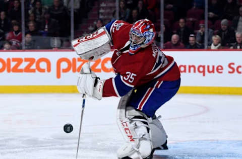 NHL Power Rankings: Montreal Canadiens goalie Al Montoya (35) plays the puck during the third period of the game against the St-Louis Blues at the Bell Centre. Mandatory Credit: Eric Bolte-USA TODAY Sports