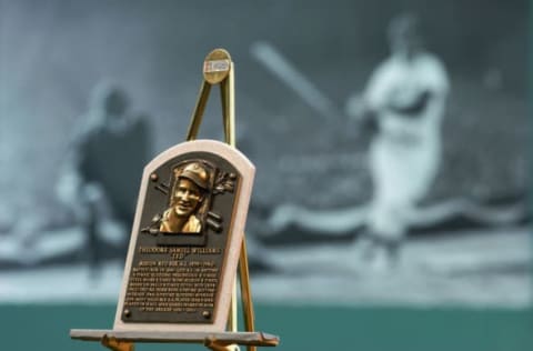 BOSTON – JULY 22: Ted Williams’ Hall of Fame plaque is shown during a tribute to the former Red Sox great at Fenway Park on July 22, 2002 in Boston, Massachusetts. (Photo by Darren McCollester/Getty Images)