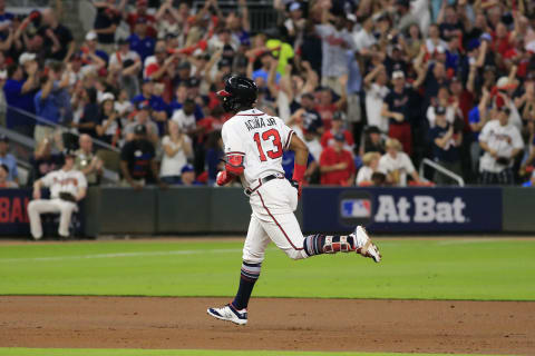 ATLANTA, GA – OCTOBER 07: Atlanta Braves Outfielder Ronald Acuna Jr. (13) circles the bases after hitting a second inning grand-slam homer during the Major League Baseball NLDS game between the Atlanta Braves and the Los Angeles Dodgers on October 7, 2018 at SunTrust Park in Atlanta, GA. (Photo by David John Griffin/Icon Sportswire via Getty Images)