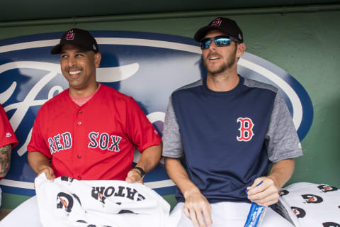 FORT MYERS, FL – FEBRUARY 23: Manager Alex Cora and Chris Sale