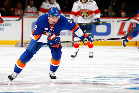 NEW YORK, NY – OCTOBER 24: Nick Leddy #2 of the New York Islanders skates against the Florida Panthers at Barclays Center on October 24, 2018 the Brooklyn borough of New York City. Florida Panthers defeated the New York Islanders 3-2 in OT. (Photo by Mike Stobe/NHLI via Getty Images)