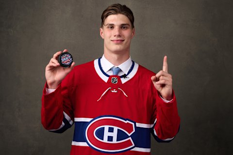 MONTREAL, QUEBEC – JULY 07: Juraj Slafkovsky, #1 pick by the Montreal Canadiens. (Photo by Minas Panagiotakis/Getty Images)