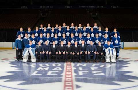 TORONTO, ON – APRIL 25: (EDITORS NOTE: This image has been altered at the request of the Toronto Maple Leafs.) The Toronto Maple Leafs pose for their official 2016-2017 team photo at the Air Canada Centre on April 25, 2017 in Toronto, Ontario, Canada. (Photo by Mark Blinch/NHLI via Getty Images)