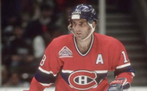 EAST RUTHERFORD, NJ – CIRCA 1993: Denis Savard #18 of the Montreal Canadiens skates against the New Jersey Devils during an NHL Hockey game circa 1993 at the Brendan Byrne Arena in East Rutherford, New Jersey. Savard playing career went from 1980-97. (Photo by Focus on Sport/Getty Images)