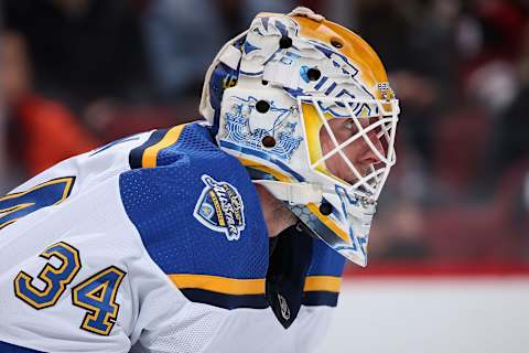 Goaltender Jake Allen #34 of the St. Louis Blues. (Photo by Christian Petersen/Getty Images)