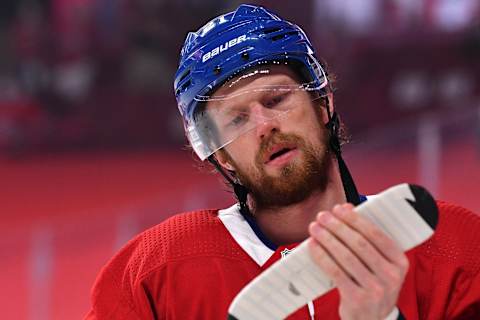 MONTREAL, QUEBEC – JUNE 24: Eric Staal #21 of the Montreal Canadiens looks on prior to Game Six of the Stanley Cup Semifinals against the Vegas Golden Knights in the 2021 Stanley Cup Playoffs at Bell Centre on June 24, 2021 in Montreal, Quebec. (Photo by Minas Panagiotakis/Getty Images)