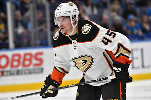 ST. LOUIS, MO – NOVEMBER 29: Anaheim Ducks defenseman Sami Vatanen (45) during a NHL game between the Anaheim Ducks and the St. Louis Blues on November 29, 2017, at Scottrade Center, St. Louis, MO. Anaheim won, 3-2. (Photo by Keith Gillett/Icon Sportswire via Getty Images)