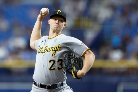 ST PETERSBURG, FLORIDA – MAY 03: Mitch Keller #23 of the Pittsburgh Pirates throws a pitch during the first inning against the Tampa Bay Rays at Tropicana Field on May 03, 2023 in St Petersburg, Florida. (Photo by Douglas P. DeFelice/Getty Images)