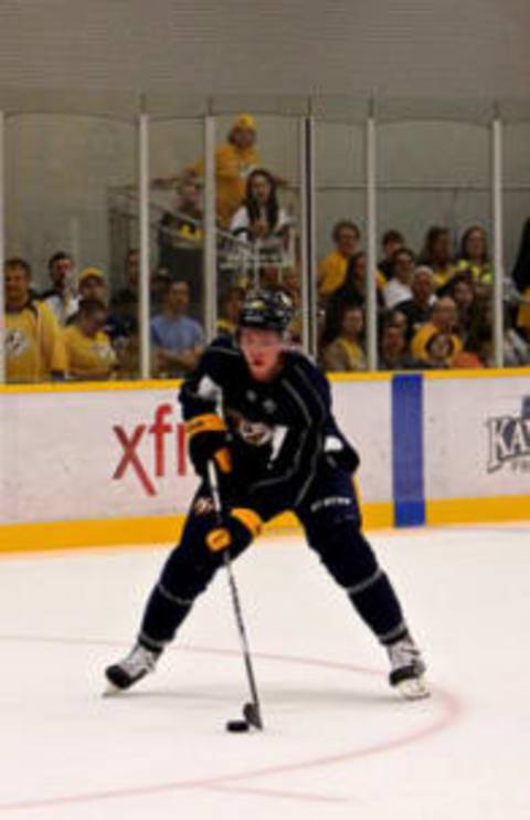 Jimmy Vesey at Predators Prospect Camp. Mandatory Photo Credit: Kristen Jerkins