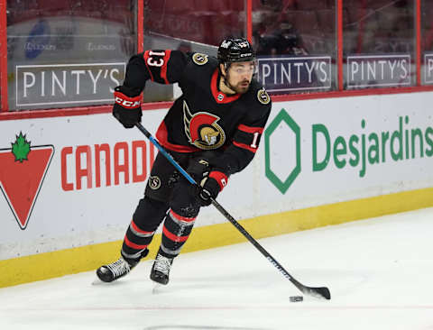 OTTAWA, ON – JANUARY 15: Nick Paul #13 of the Ottawa Senators skates against the Toronto Maple Leafs  (Photo by Matt Zambonin/Freestyle Photography/Getty Images)