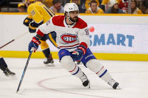 NASHVILLE, TENNESSEE – DECEMBER 04: Mathieu Perreault #85 of the Montreal Canadiens plays against the Nashville Predators at Bridgestone Arena on December 04, 2021 in Nashville, Tennessee. (Photo by Frederick Breedon/Getty Images)