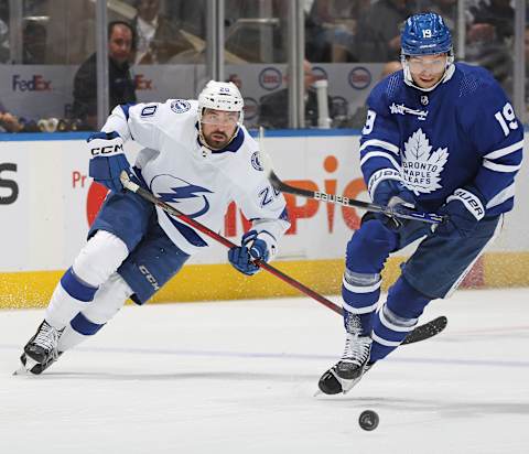 TORONTO, CANADA – APRIL 18: Nicholas Paul #20 of the Tampa Bay Lightning skates  . (Photo by Claus Andersen/Getty Images)