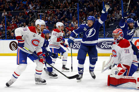 Yanni Gourde #37 of the Tampa Bay Lightning. (Photo by Bruce Bennett/Getty Images)