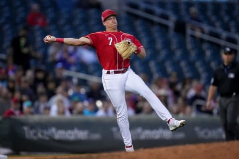 GOODYEAR, ARIZONA – MARCH 10: Spencer Steer #7 of the Cincinnati Reds throws to first base in the second inning against the Arizona Diamondbacks during a spring training game at Goodyear Ballpark on March 10, 2023 in Goodyear, Arizona. (Photo by Dylan Buell/Getty Images)