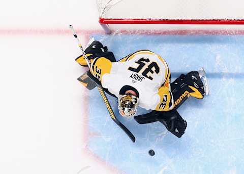 Pittsburgh Penguins, Tristan Jarry #35. (Photo by Bruce Bennett/Getty Images)