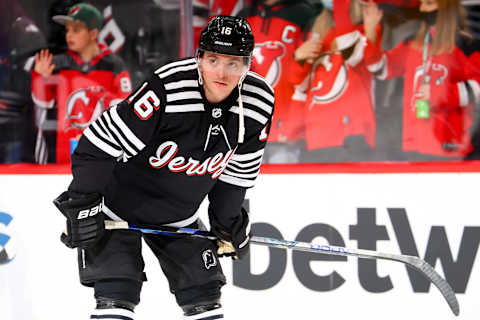 Jimmy Vesey #16 of the New Jersey Devils (Photo by Rich Graessle/Getty Images)