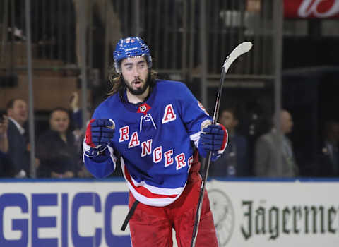 Mika Zibanejad #93 of the New York Rangers (Photo by Bruce Bennett/Getty Images)